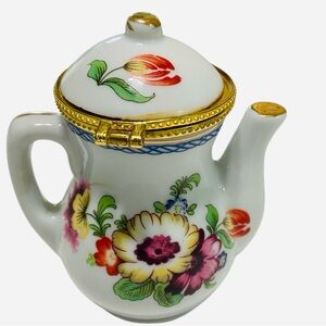 Vintage Miniature Floral Tea Pot Trinket Box
